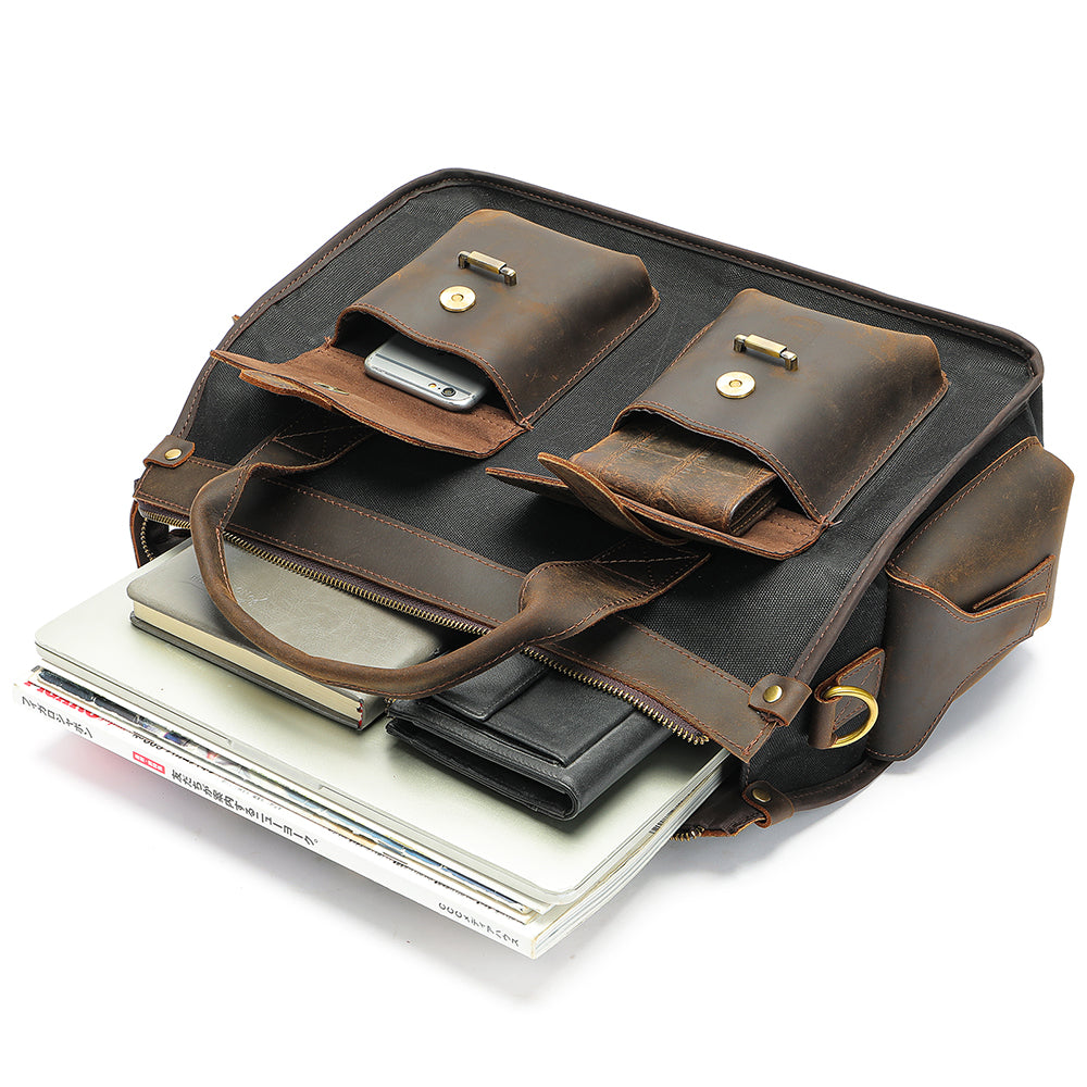 Leather Canvas Briefcase