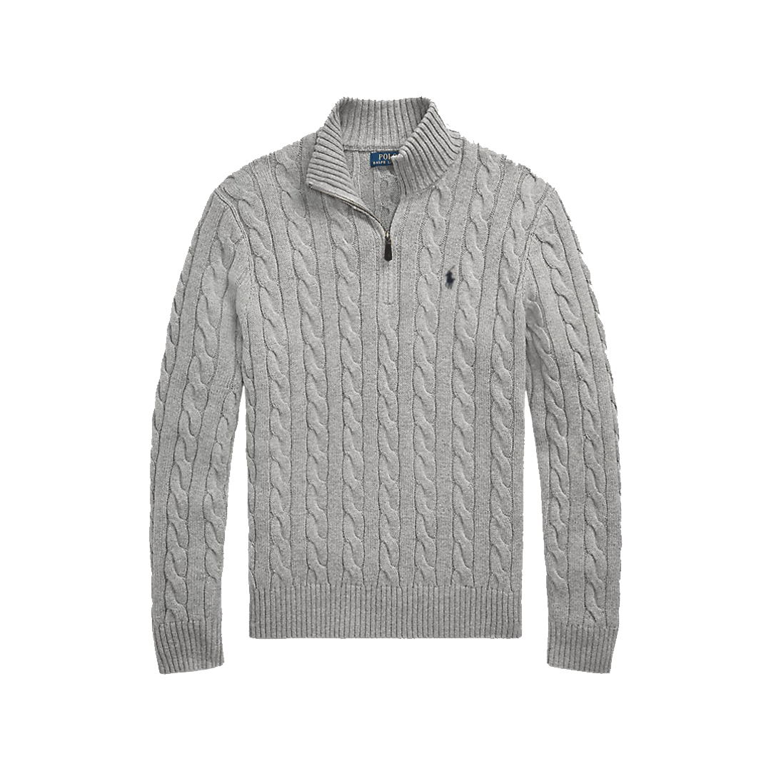 Half-zip Cable-Knit Cotton Sweater