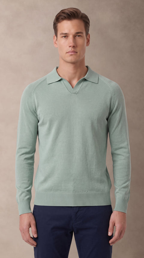 Saxon Wool-Blend V-Neck Polo 02