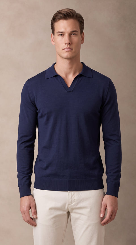 Saxon Wool V-Neck Polo 01
