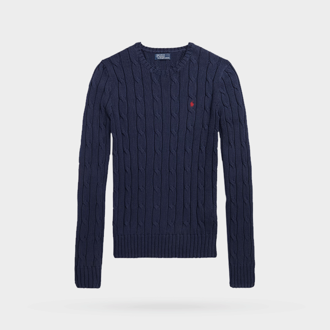 Women Cable-Knit Cotton Crew Neck Sweater