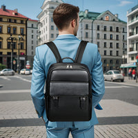 Black Leather Satchel Backpack