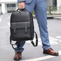 Black Leather Laptop Backpack