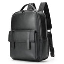 Black Leather Laptop Backpack