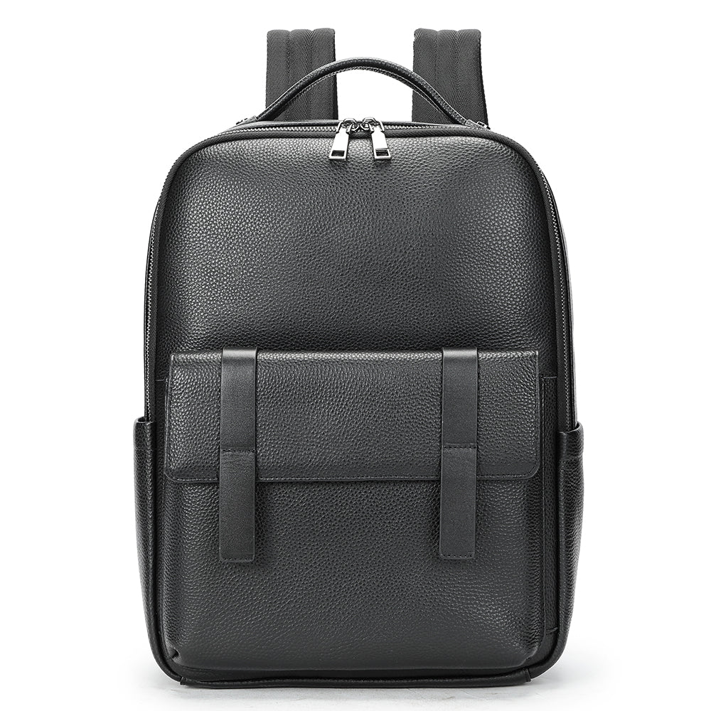 Black Leather Laptop Backpack