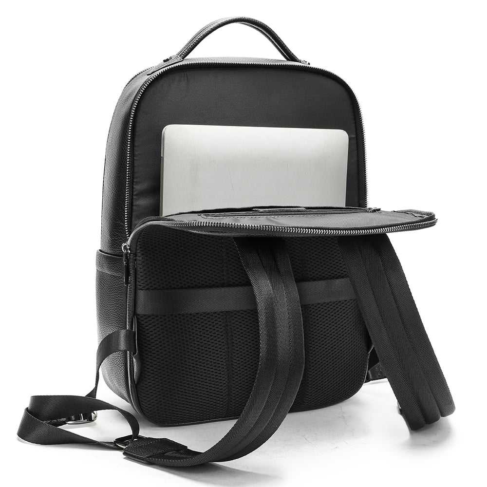 Black Leather Laptop Backpack