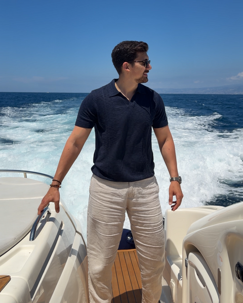mercerized linen polo