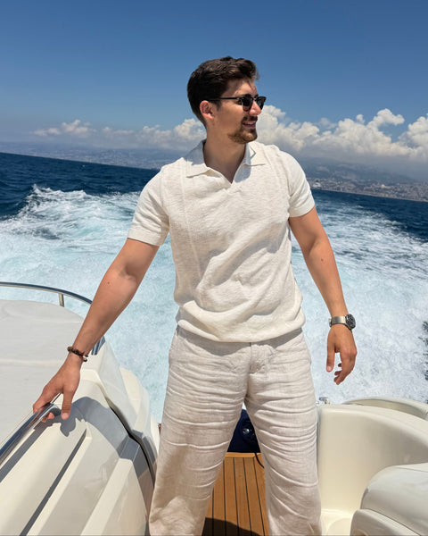 mercerized linen polo