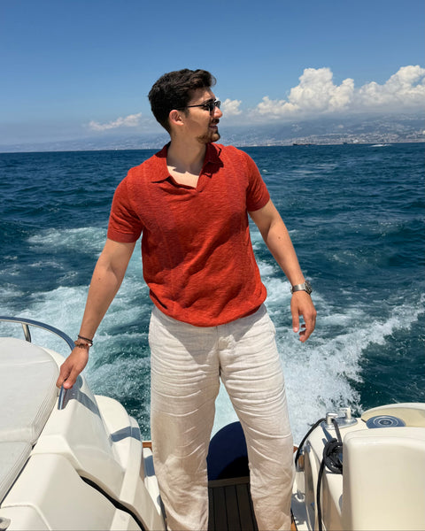 mercerized linen polo