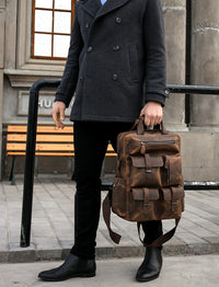 Brown Vintage Leather Travel Backpack