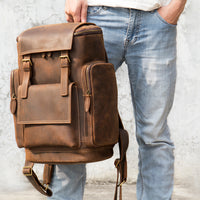 Brown Leather Travel Backpack