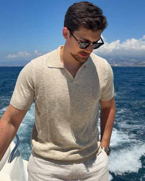 mercerized linen polo