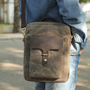 Leather Messenger Bag with Pocket