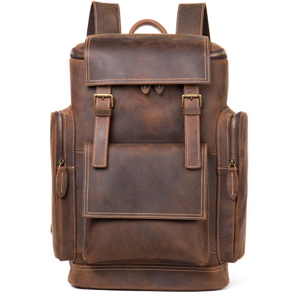 Brown Leather Travel Backpack