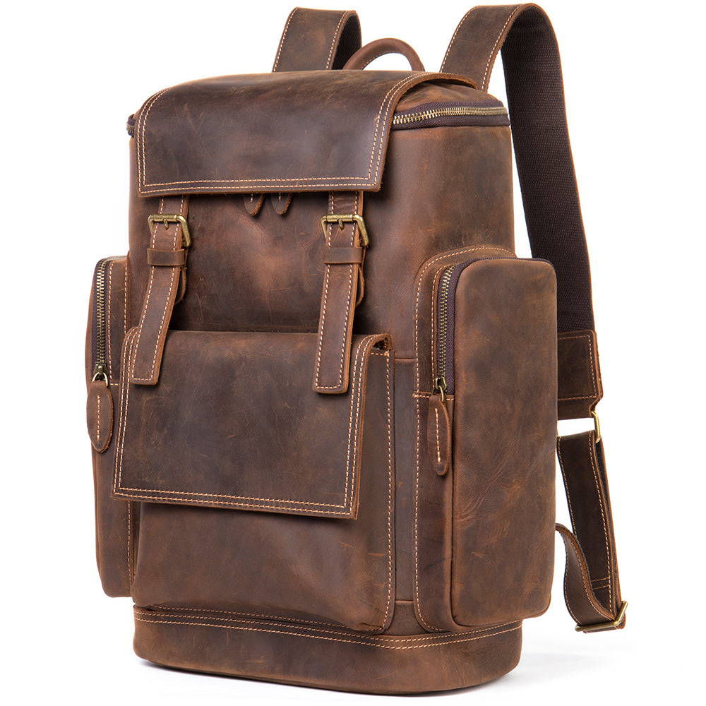 Brown Leather Travel Backpack