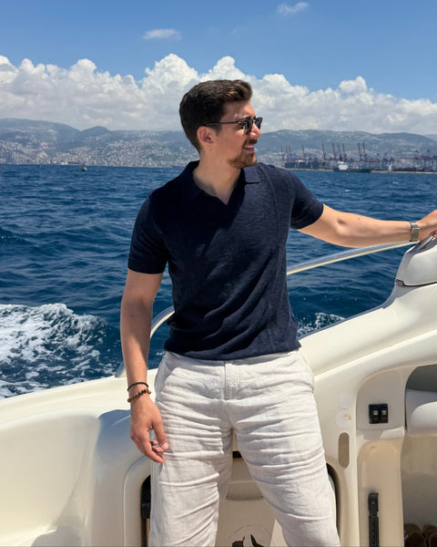 mercerized linen polo