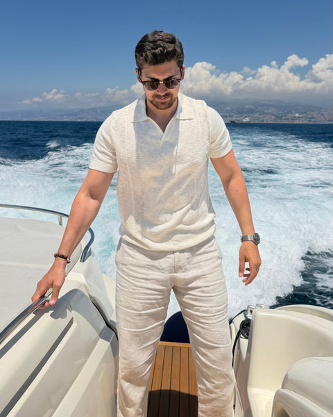 mercerized linen polo