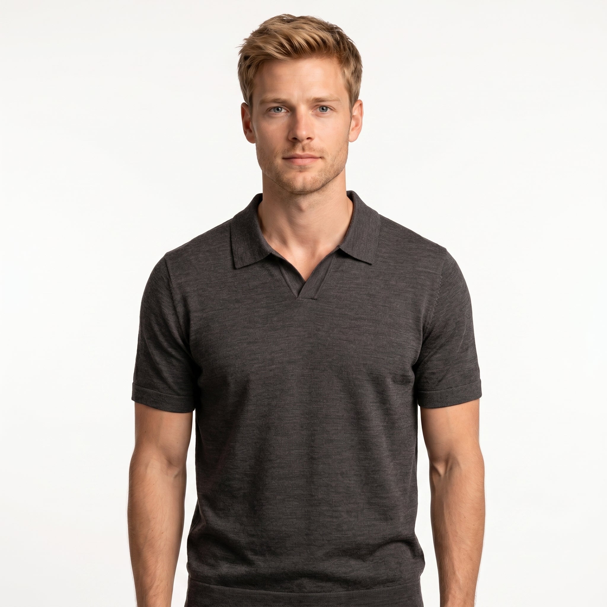 Saxon V-Neck Polo Shirt Wool