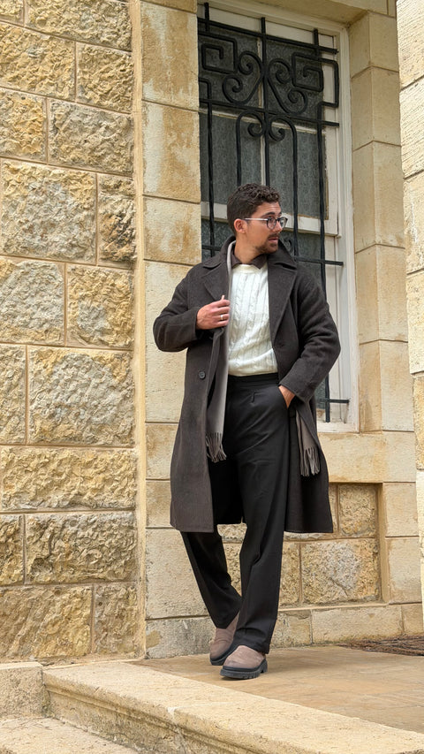 Saxon Wool Blend Funnel-Neck Coat