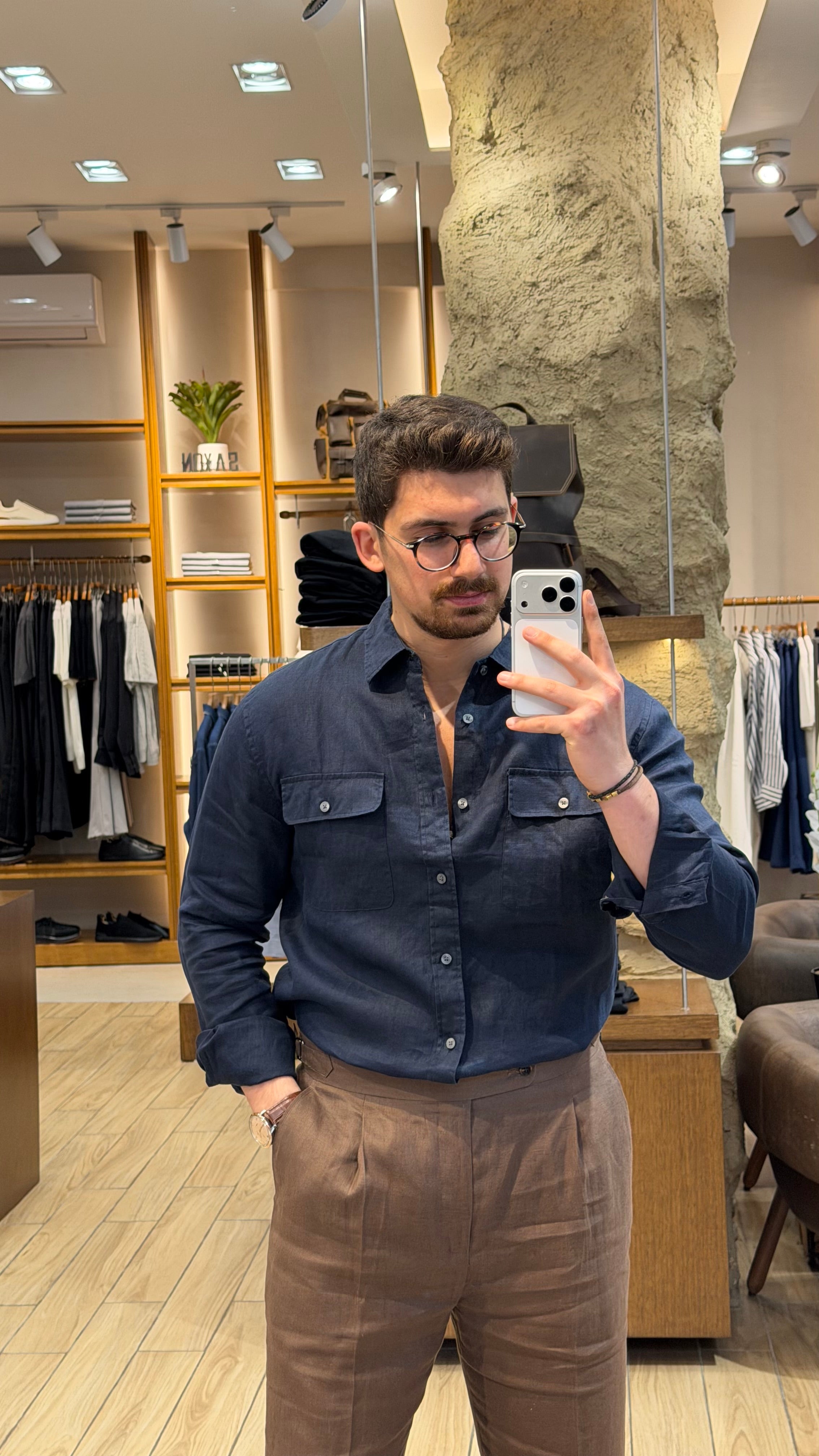 organic Linen Shirt 2 pockets