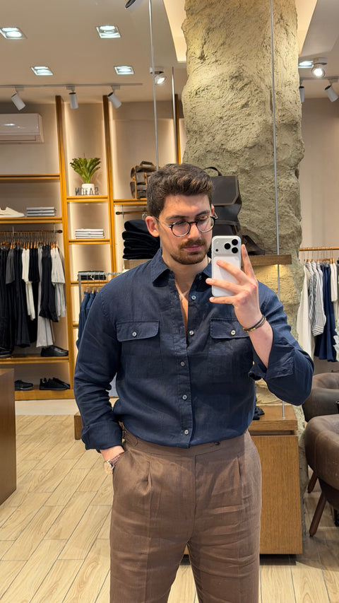 organic Linen Shirt 2 pockets