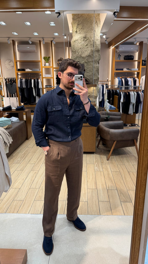 organic Linen Shirt 2 pockets