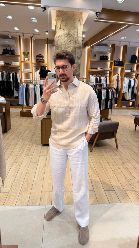 Saxon Linen stripe Over Shirt