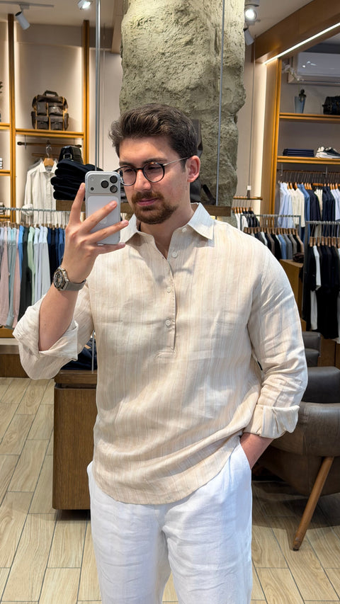 Saxon Linen stripe Over Shirt