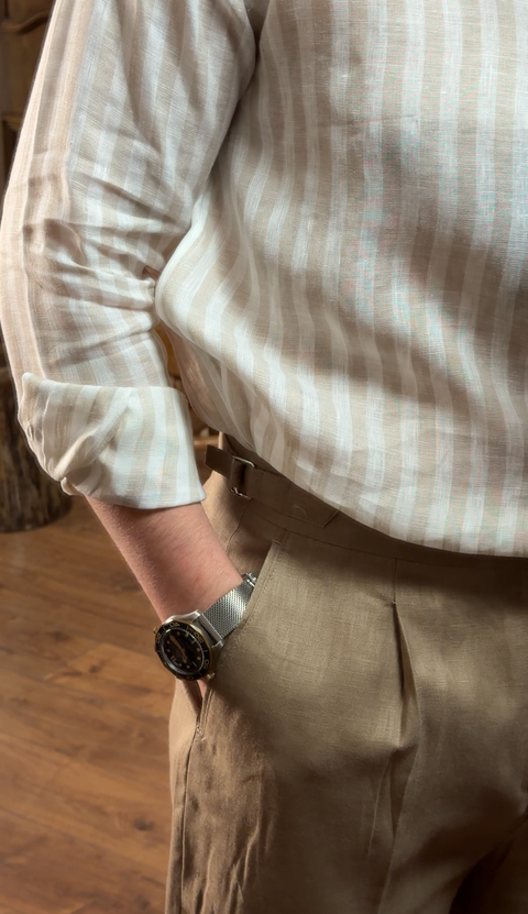 Saxon Linen stripe shirt