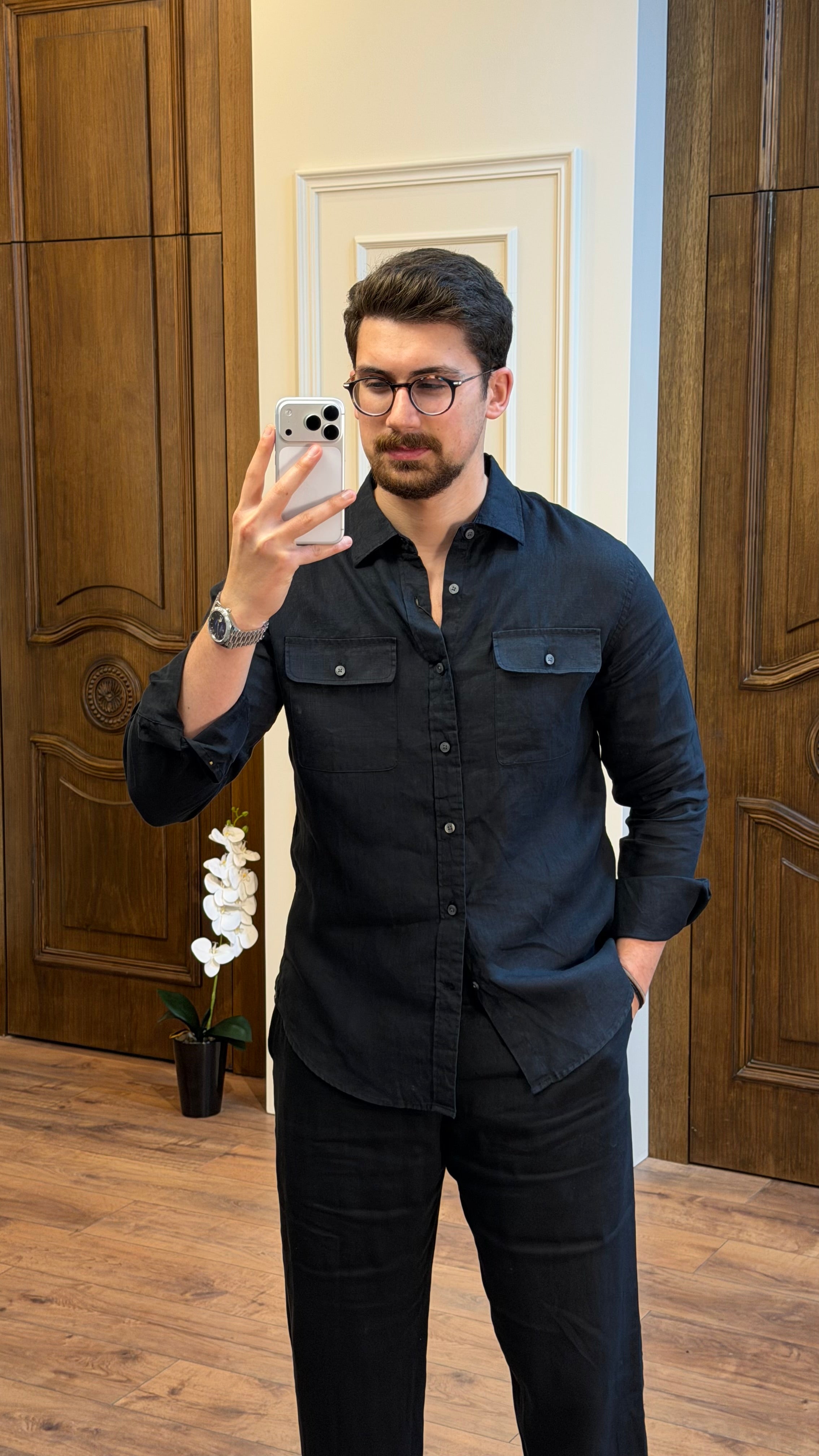 organic Linen Shirt 2 pockets