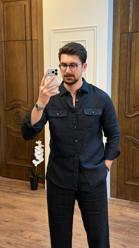 organic Linen Shirt 2 pockets