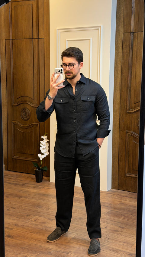organic Linen Shirt 2 pockets