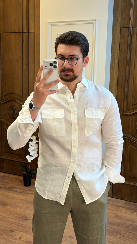 organic Linen Shirt 2 pockets