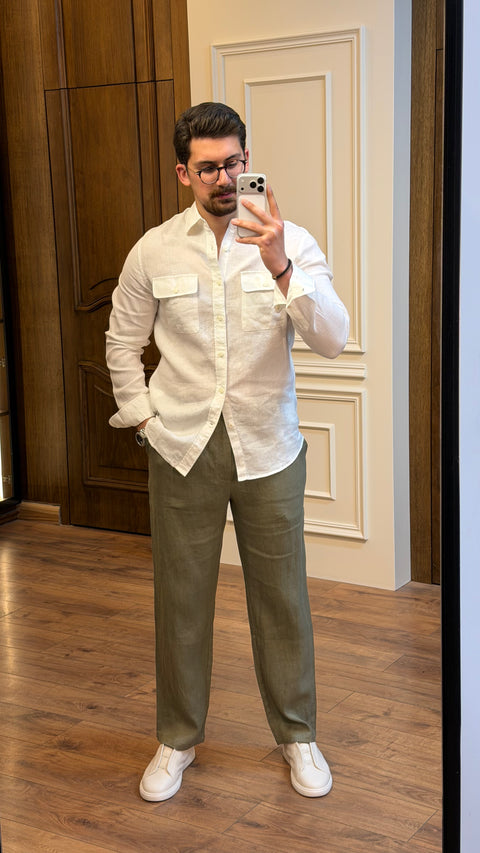 organic Linen Shirt 2 pockets