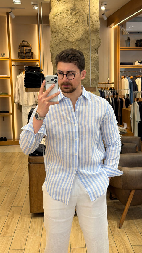 Saxon Linen stripe shirt