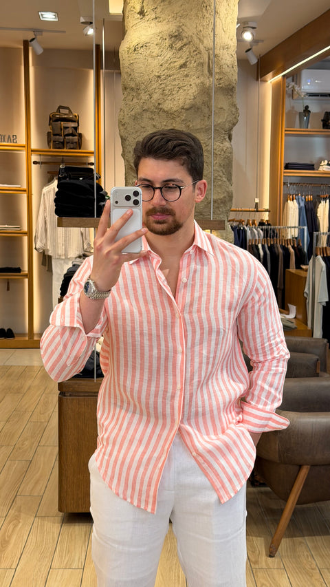 Saxon Linen stripe shirt