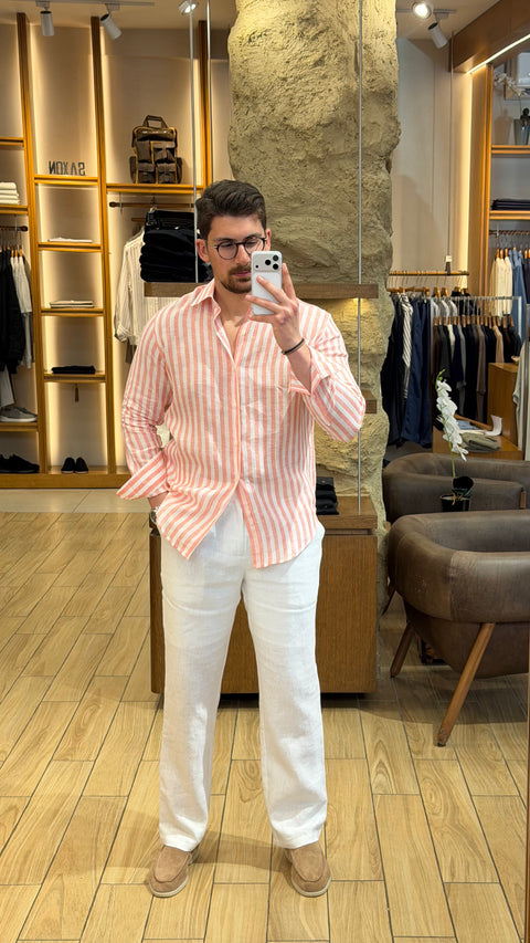 Saxon Linen stripe shirt