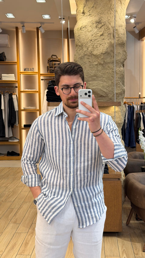 Saxon Linen stripe shirt