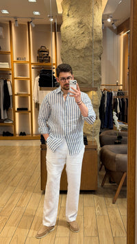 organic Linen stripe shirt