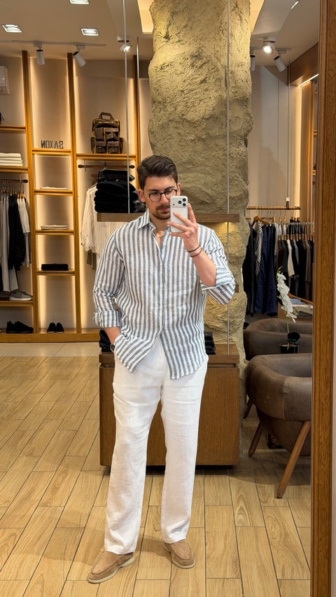 Saxon Linen stripe shirt