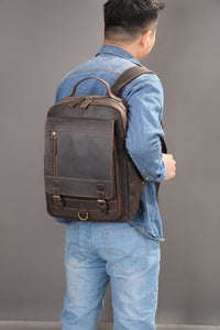 Brown Leather Cowhide Backpack