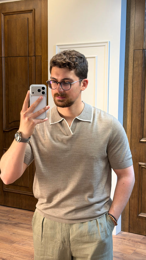 Saxon Polo shirt Wool V-Neck