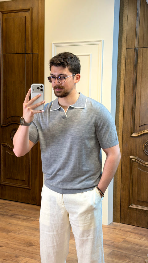 Saxon Polo shirt Wool V-Neck