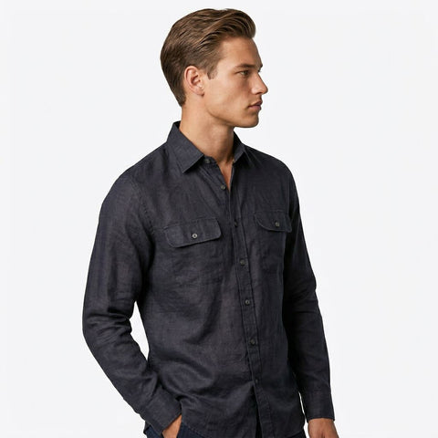 organic Linen Shirt 2 pockets