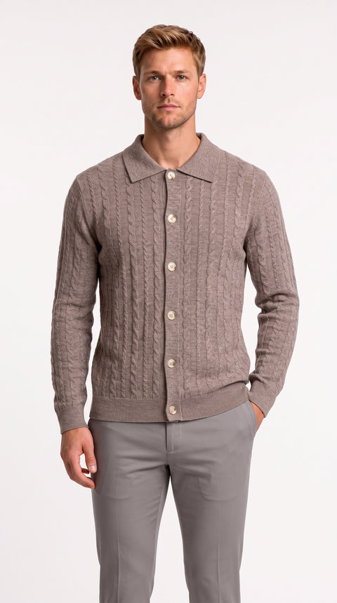 Saxon Cable- Knit Cardigan