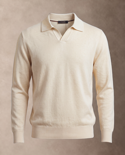 Saxon Wool-Blend V-Neck Polo 02
