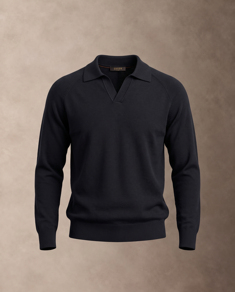 Saxon Wool-Blend V-Neck Polo 02