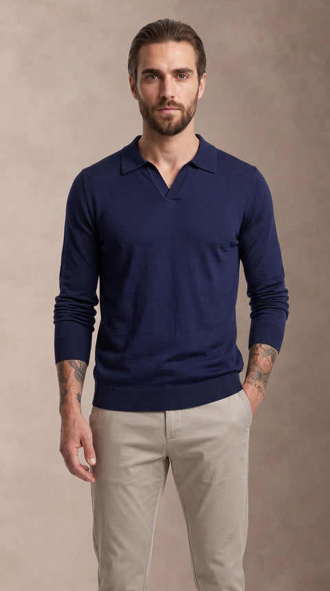 Saxon Wool V-Neck Polo 01