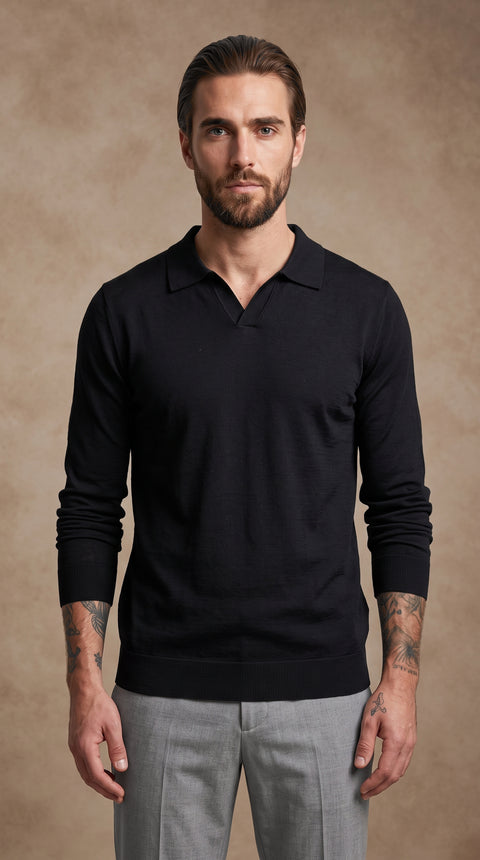 Saxon Wool V-Neck Polo 01