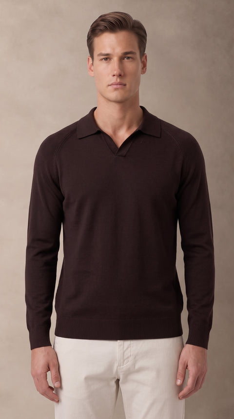 Saxon Wool-Blend V-Neck Polo 02
